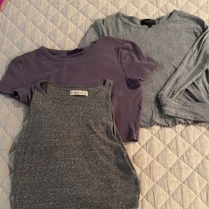 Gray and Purple Tops Set - size medium lot of 3